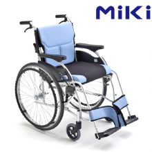 MIKI三貴手動輪椅車MCS-47KJL W5天藍色 網(wǎng)絡款 雙層加厚坐墊 鋁合金輕便折疊手推代步輪椅車