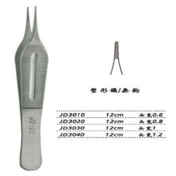 金鐘整形鑷JD3040 12cm 無鉤 頭寬 1.2