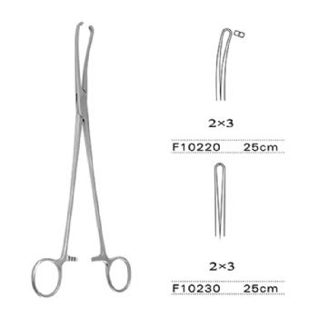 上海金鐘子宮頸鉗F10230 25cm 直 2×3齒