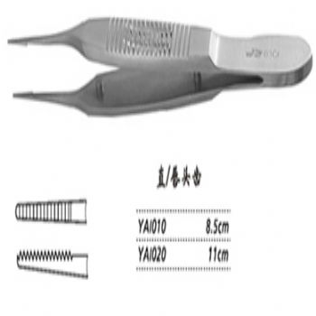 金鐘顯微眼用鑷YAI040 11cm 直 唇頭齒（鈦）