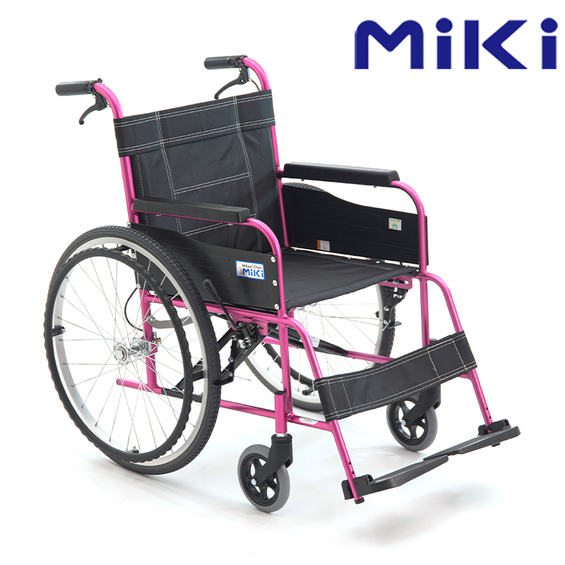 MIKI三貴手動輪椅車M-43K 粉色車架