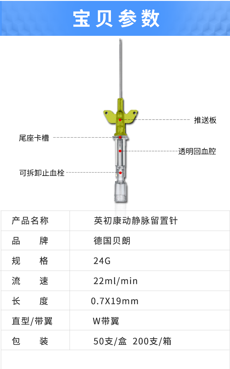 德國貝朗 Introcan-W 英初康 動靜脈留置針（帶翼） 